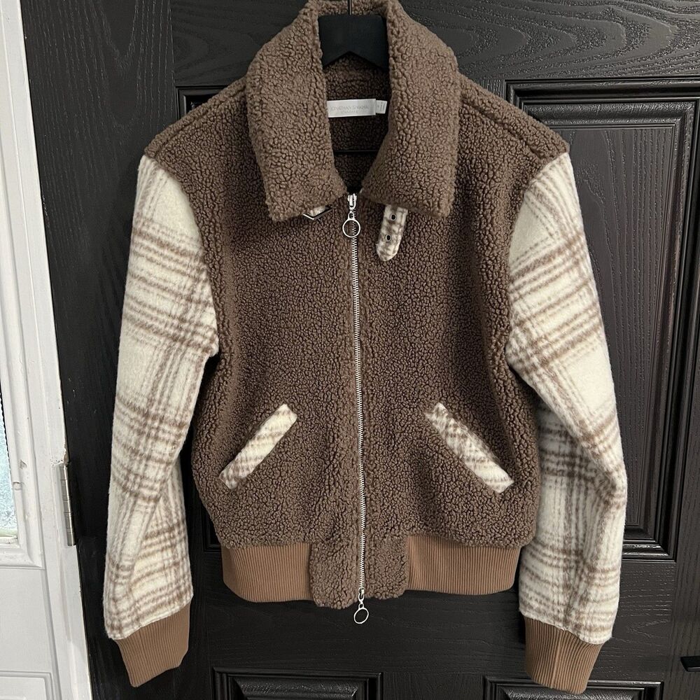 JONATHAN SIMKHAI BOBBI BRUSHED WOOL BOMBER JACKET Size Small